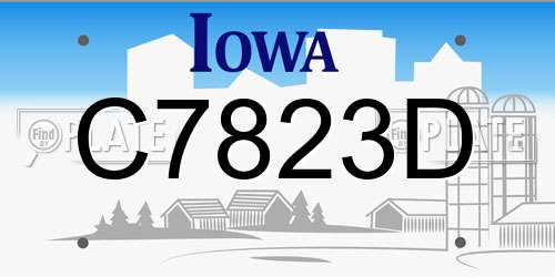 C7823D Iowa License Plate
