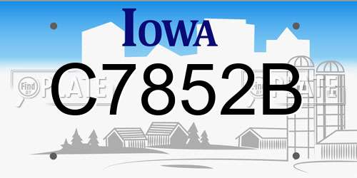 C7852B Iowa License Plate