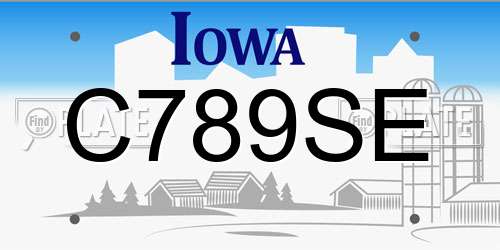 C789SE Iowa License Plate