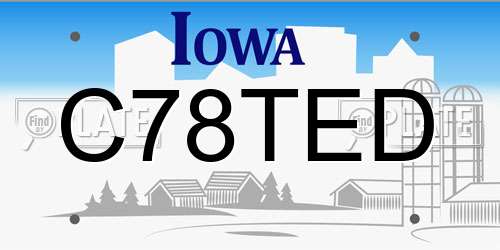C78TED Iowa License Plate