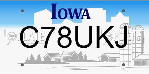 C78UKJ Iowa License Plate