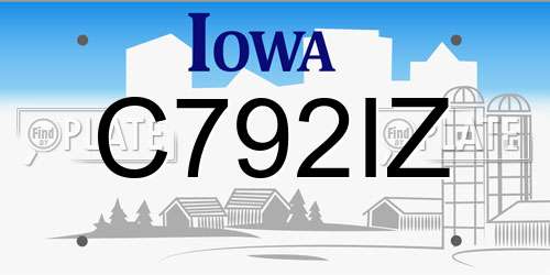 C792IZ Iowa License Plate