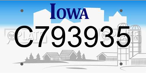 C793935 Iowa License Plate