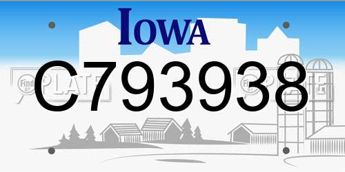 C793938 Iowa License Plate