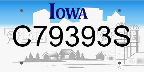 C79393S Iowa License Plate