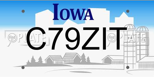 C79ZIT Iowa License Plate