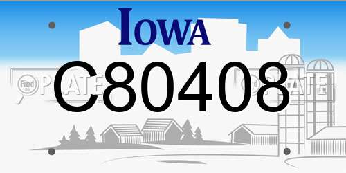 C80408 Iowa License Plate