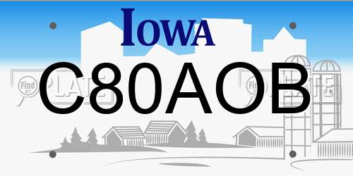 C80AOB Iowa License Plate