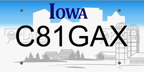 C81GAX Iowa License Plate
