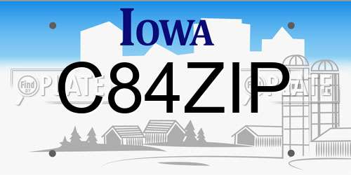 C84ZIP Iowa License Plate