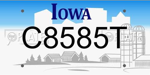 C8585T Iowa License Plate