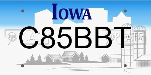 C85BBT Iowa License Plate
