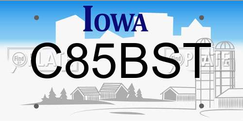 C85BST Iowa License Plate