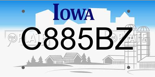 C885BZ Iowa License Plate