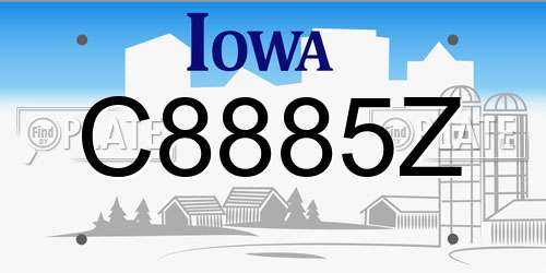 C8885Z Iowa License Plate