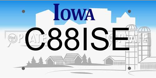 C88ISE Iowa License Plate