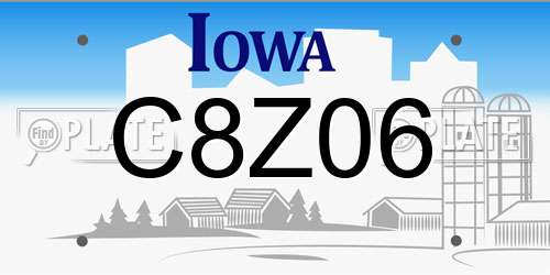 C8Z06 Iowa License Plate