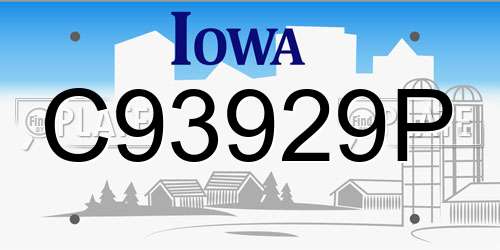 C93929P Iowa License Plate