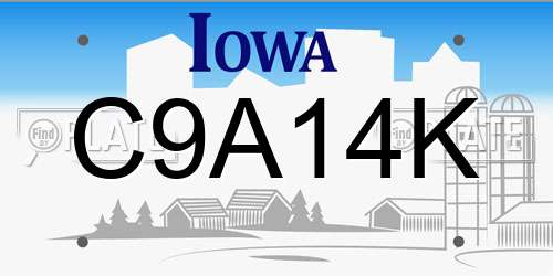 C9A14K Iowa License Plate