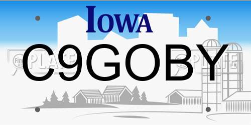 C9GOBY Iowa License Plate