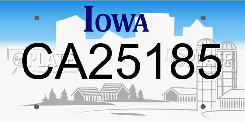 CA25185 Iowa License Plate