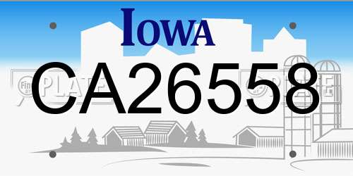 CA26558 Iowa License Plate