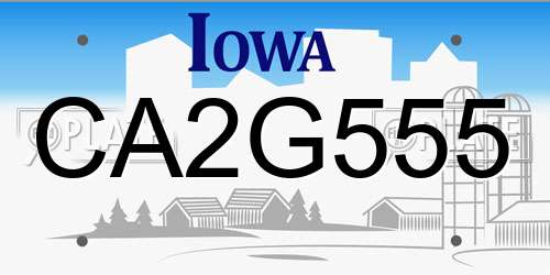 CA2G555 Iowa License Plate