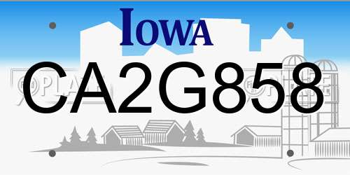 CA2G858 Iowa License Plate