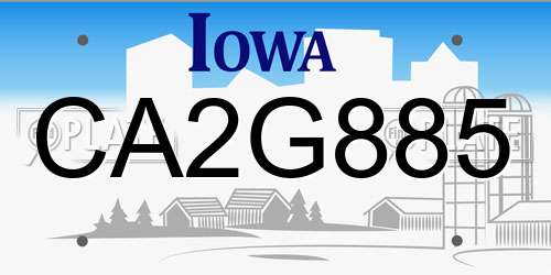 CA2G885 Iowa License Plate