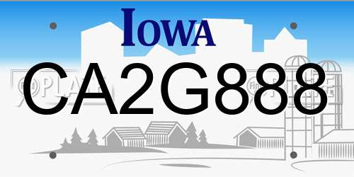 CA2G888 Iowa License Plate