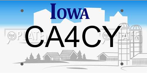 CA4CY Iowa License Plate