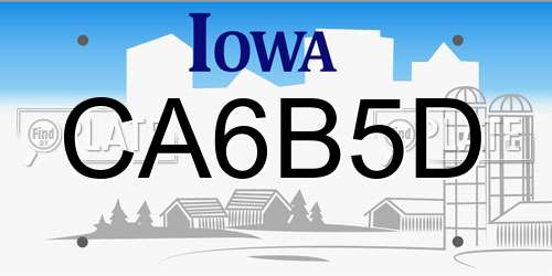 CA6B5D Iowa License Plate