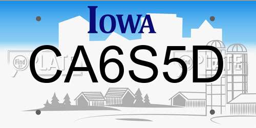 CA6S5D Iowa License Plate