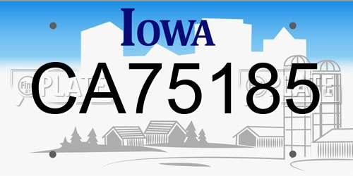 CA75185 Iowa License Plate