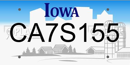 CA7S155 Iowa License Plate
