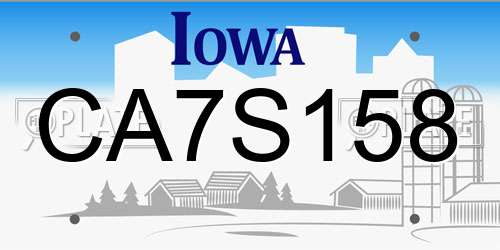 CA7S158 Iowa License Plate