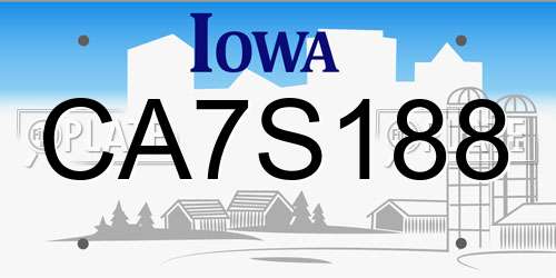 CA7S188 Iowa License Plate
