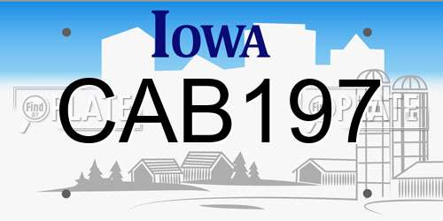 CAB197 Iowa License Plate