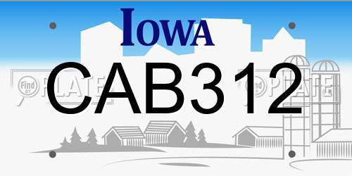 CAB312 Iowa License Plate