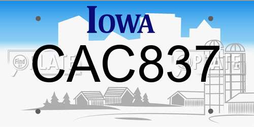 CAC837 Iowa License Plate