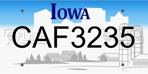 CAF3235 Iowa License Plate