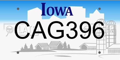 CAG396 Iowa License Plate