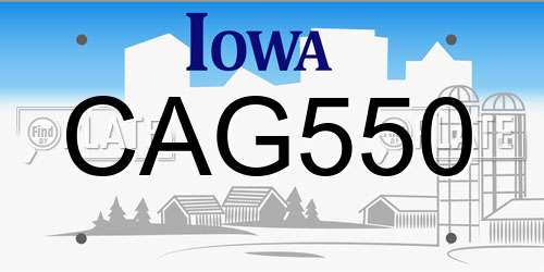 CAG550 Iowa License Plate