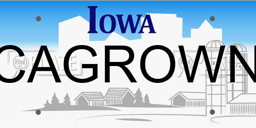 CAGROWN Iowa License Plate