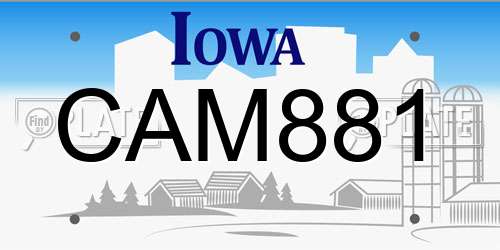CAM881 Iowa License Plate
