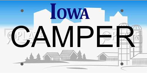 CAMPER Iowa License Plate