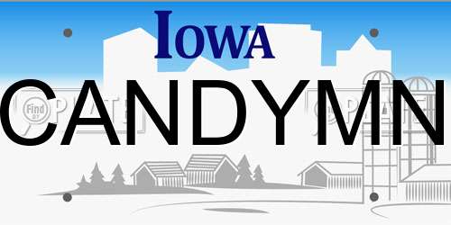 CANDYMN Iowa License Plate