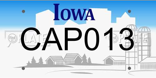 CAP013 Iowa License Plate