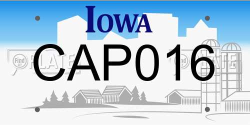 CAP016 Iowa License Plate