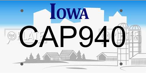 CAP940 Iowa License Plate